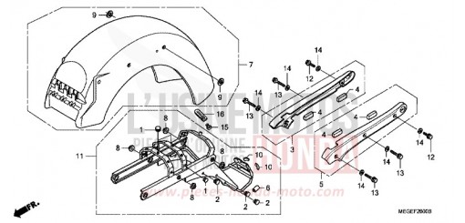 REAR FENDER/GRAB RAIL VT750CA8 de 2008